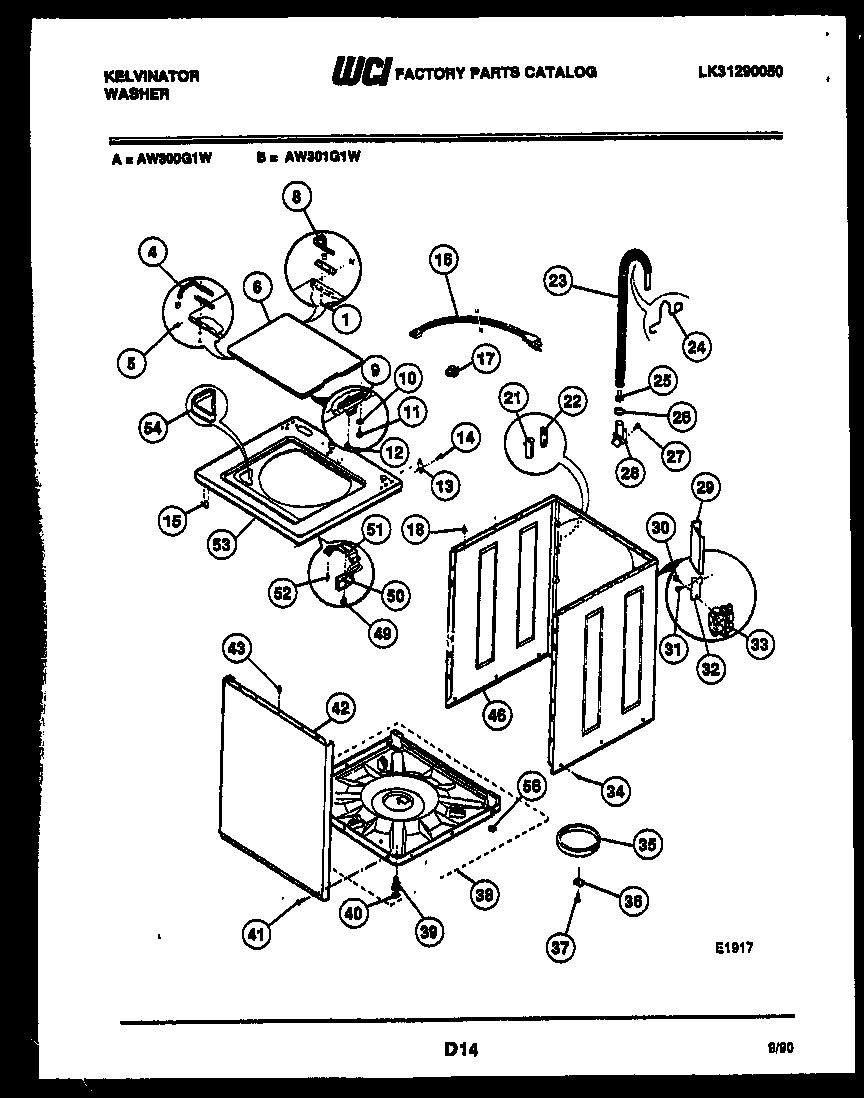 Kelvinator AW300G1T cabinet parts diagram