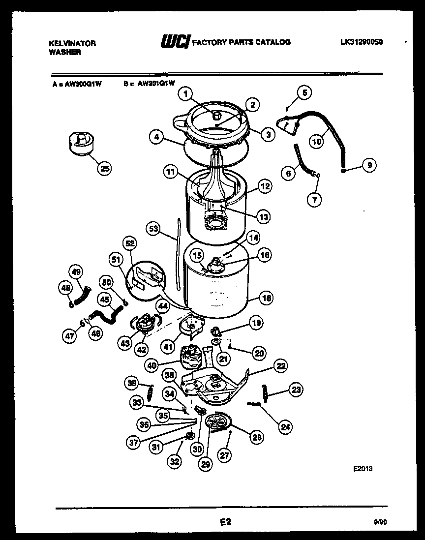 Kelvinator AW300G1T tub detail diagram