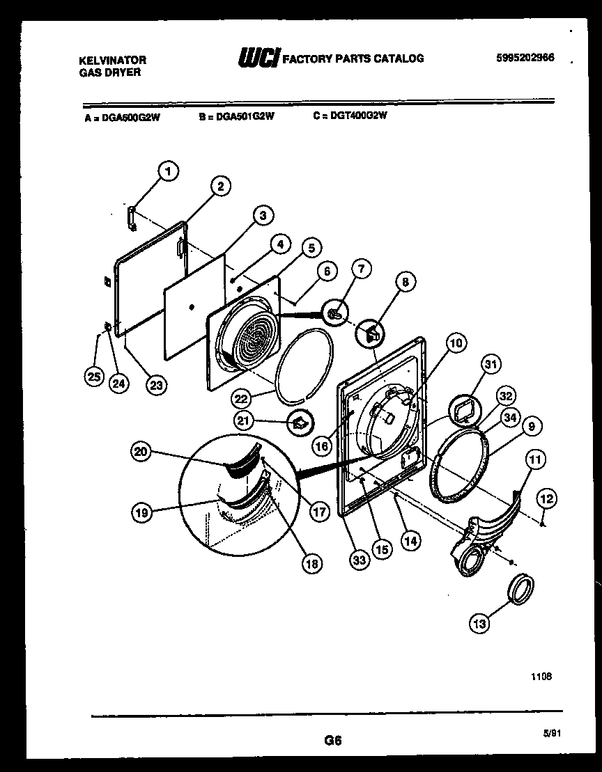 Kelvinator DGT400G2D door parts diagram