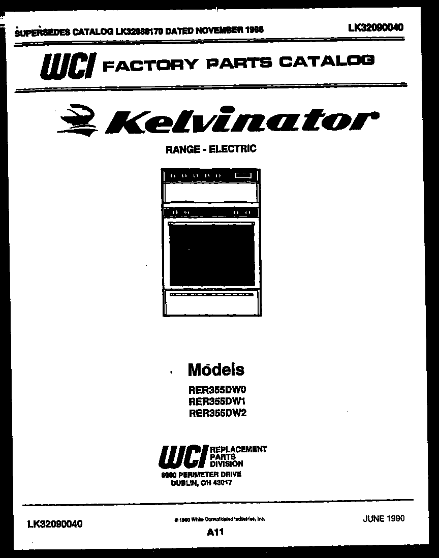 Kelvinator RER355DW2 cover diagram