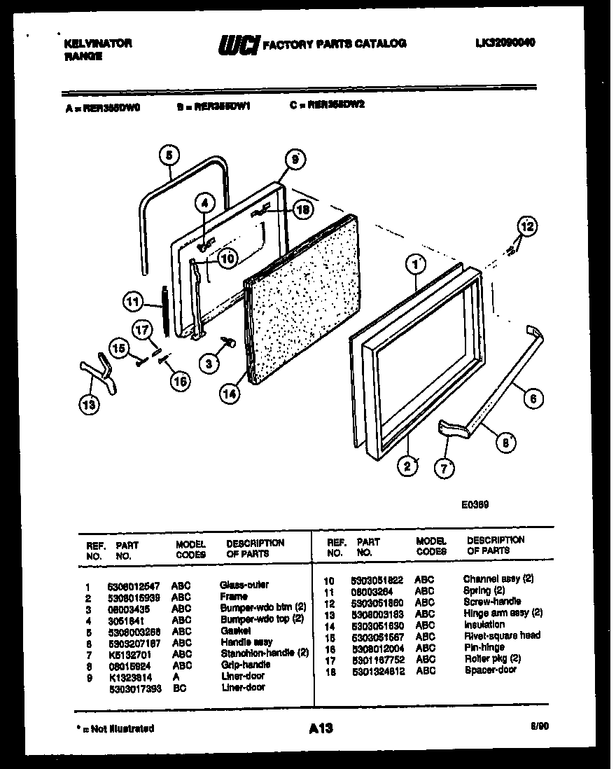Kelvinator RER355DW2 door parts diagram