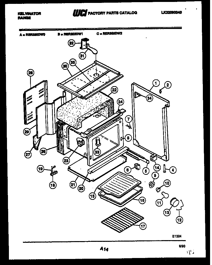 Kelvinator RER355DW2 body parts diagram