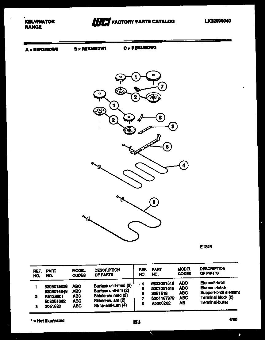 Kelvinator RER355DW2 broiler parts diagram