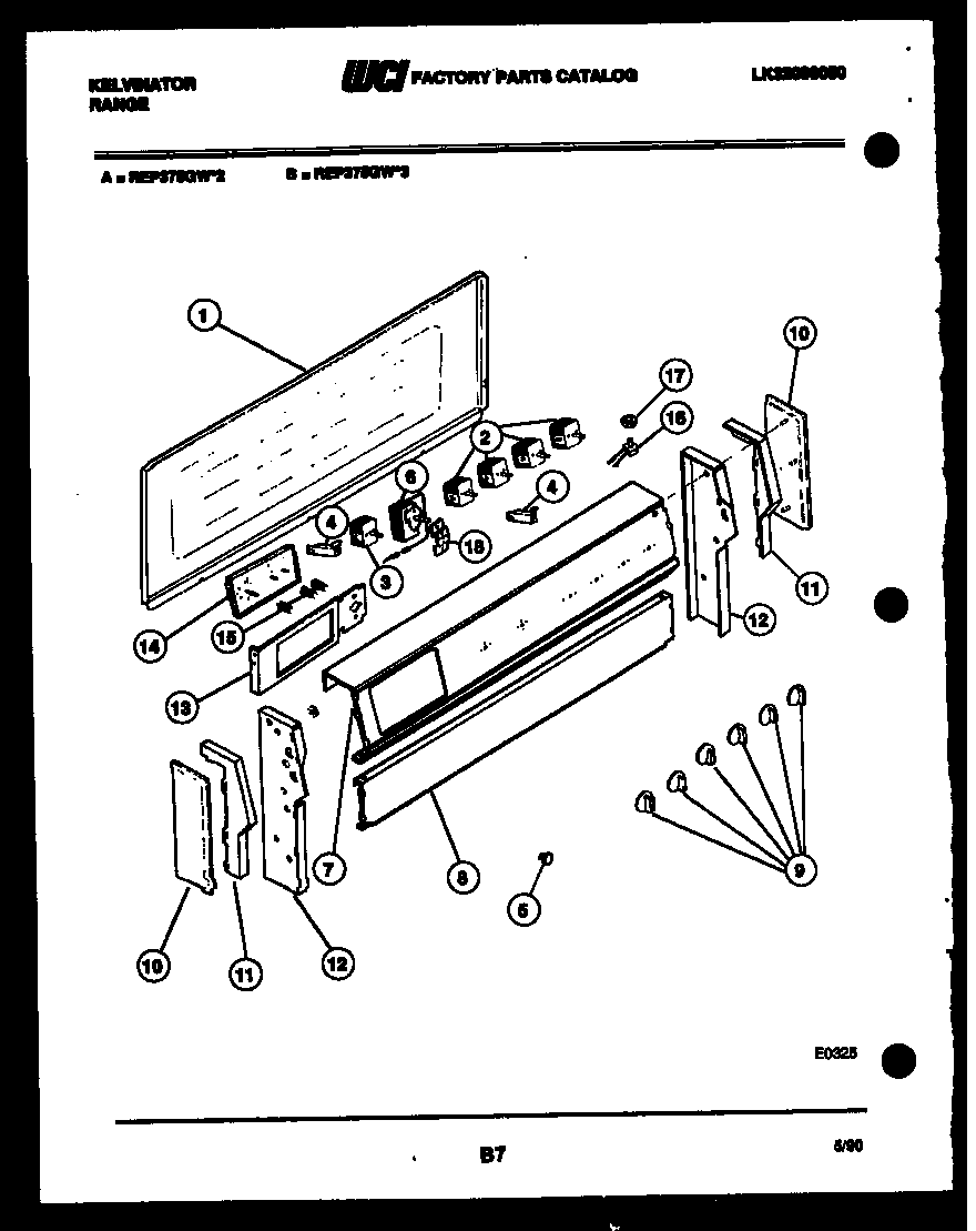 Kelvinator REP375GW3 backguard parts diagram