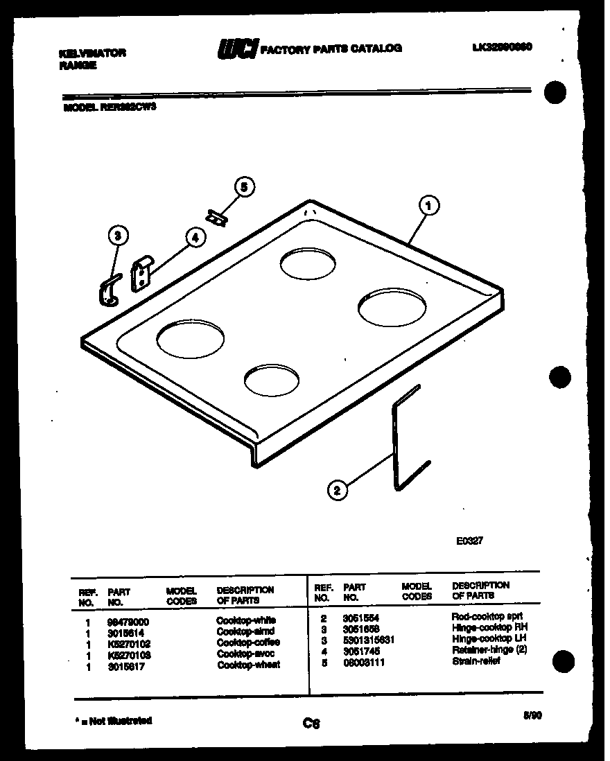 Kelvinator RER302CF3 cooktop parts diagram