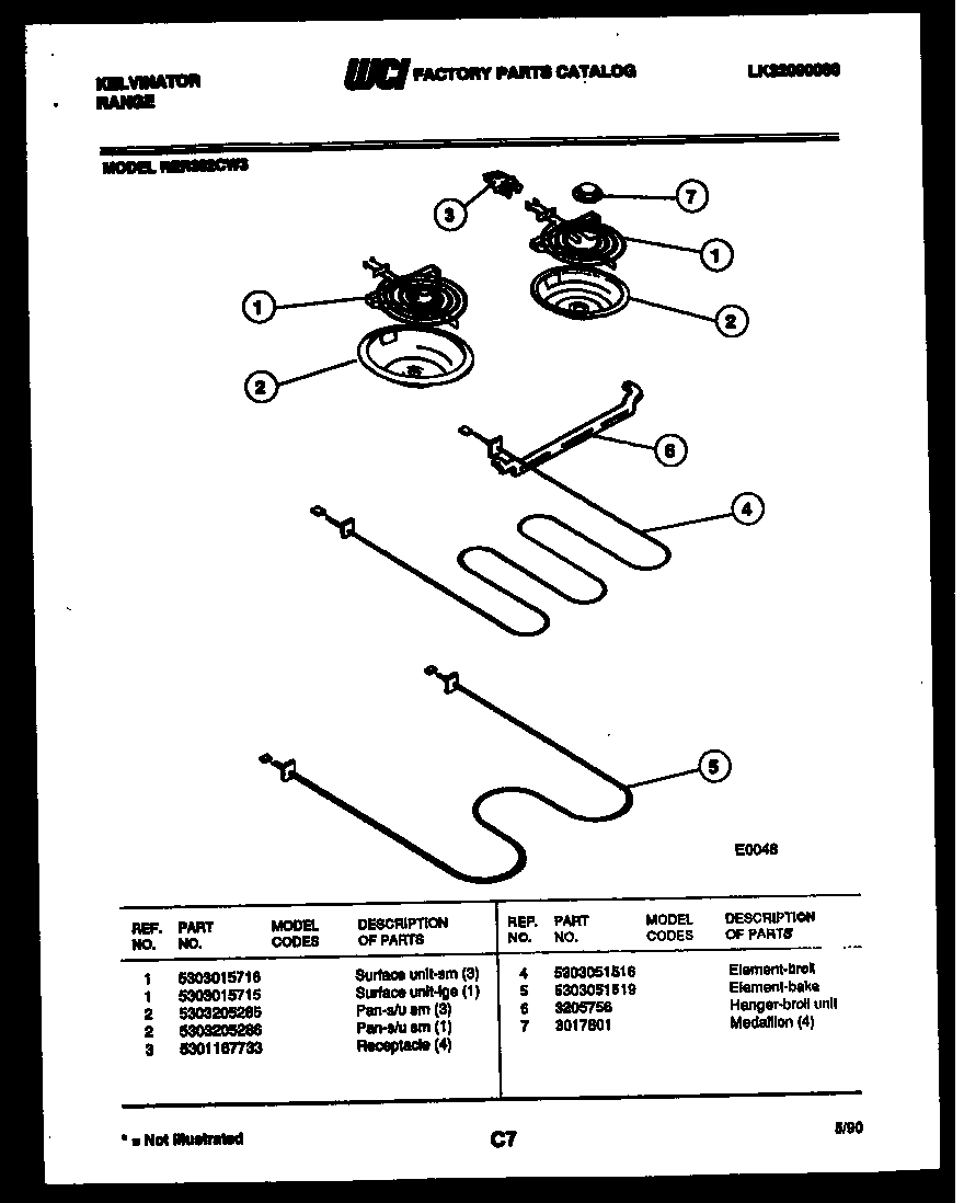 Kelvinator RER302CF3 broiler parts diagram