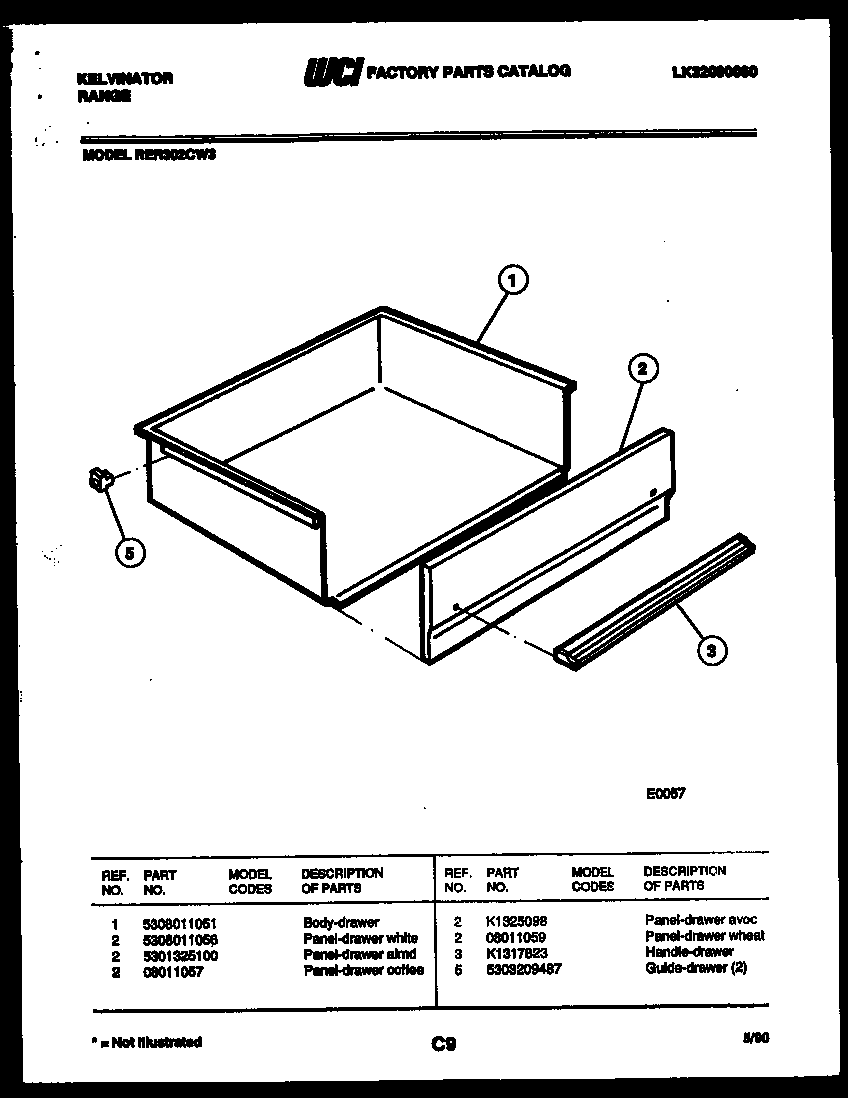 Kelvinator RER302CF3 drawer parts diagram