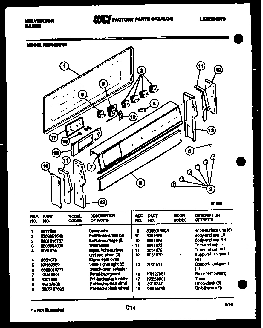 Kelvinator REP305GT1 backguard parts diagram