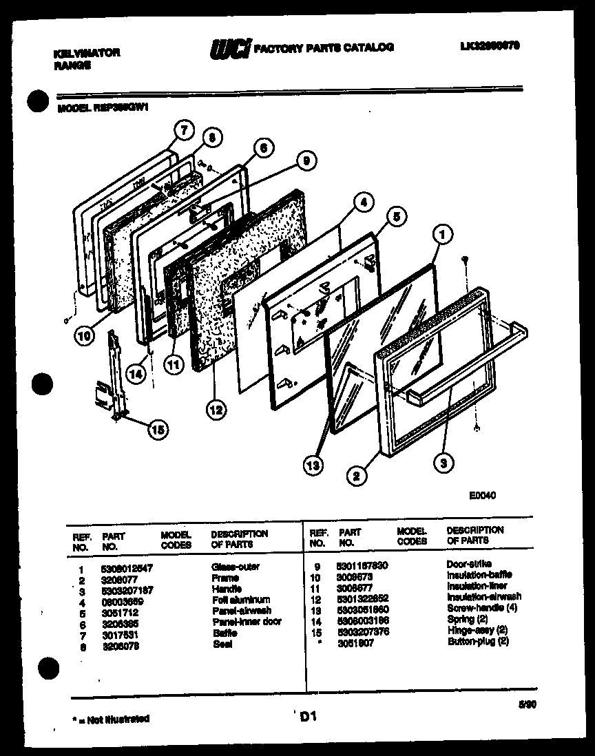 Kelvinator REP305GT1 door parts diagram