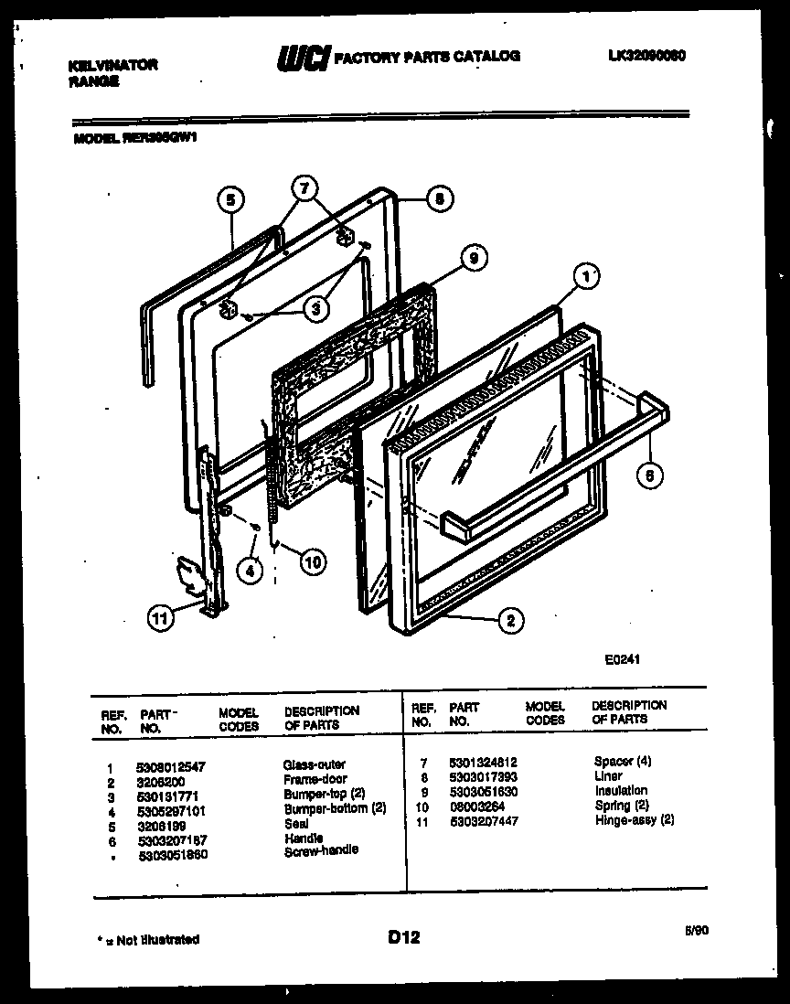 Kelvinator RER305GD1 door parts diagram