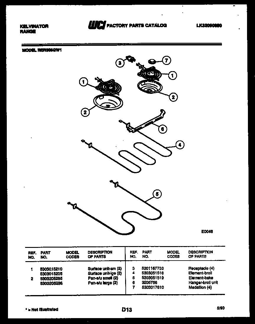 Kelvinator RER305GD1 broiler parts diagram