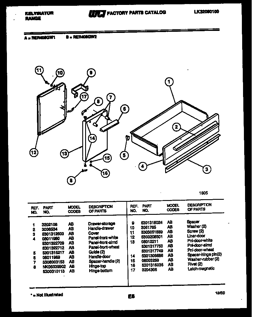 Kelvinator RER406GW1 drawer parts diagram