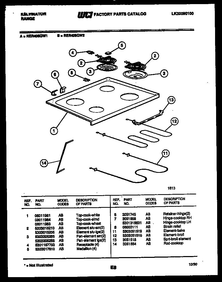 Kelvinator RER406GW1 broiler parts diagram