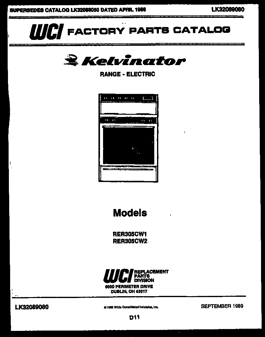 Kelvinator RER305CT2 cover diagram