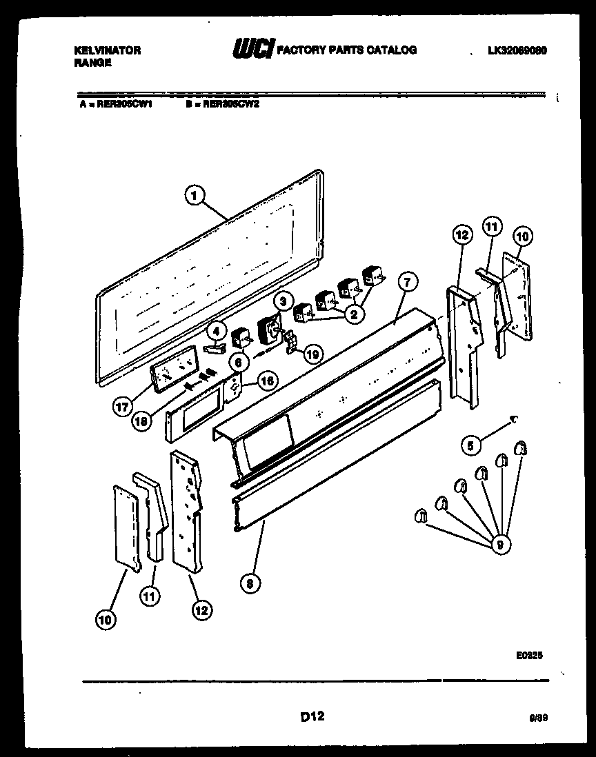 Kelvinator RER305CT2 backguard parts diagram