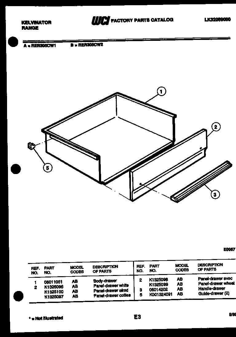 Kelvinator RER305CT2 drawer parts diagram