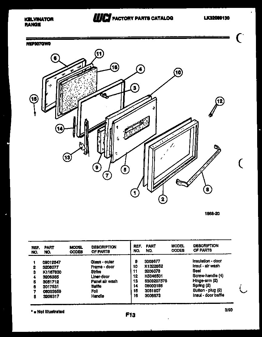 Kelvinator REP307GD0 door parts diagram