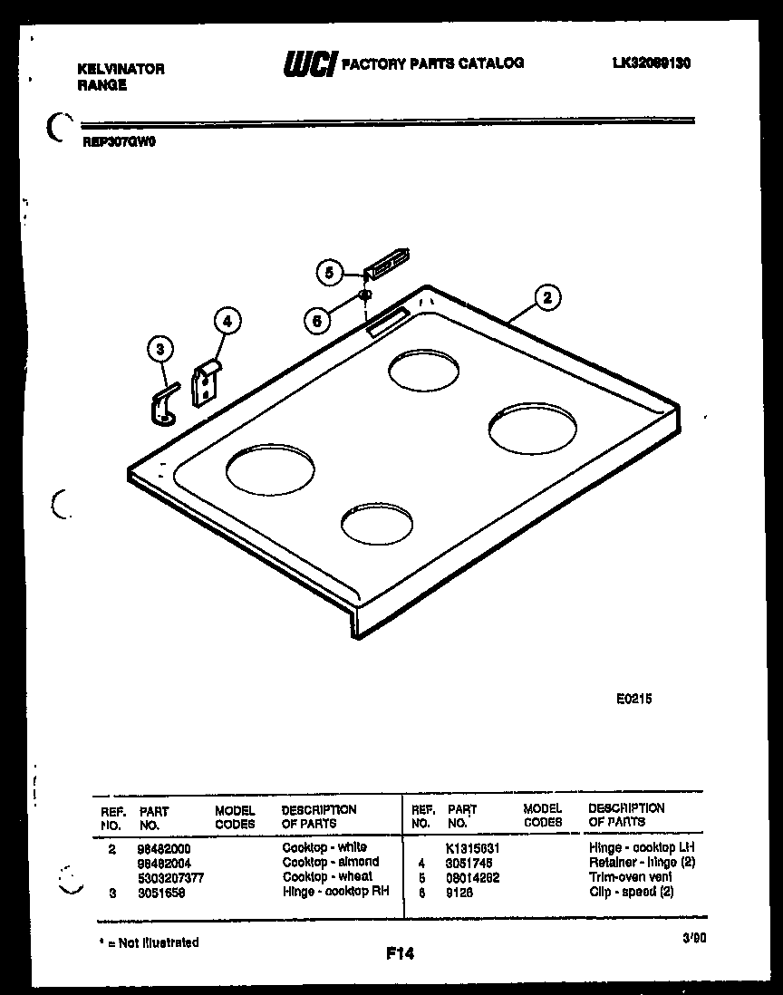 Kelvinator REP307GD0 cooktop parts diagram