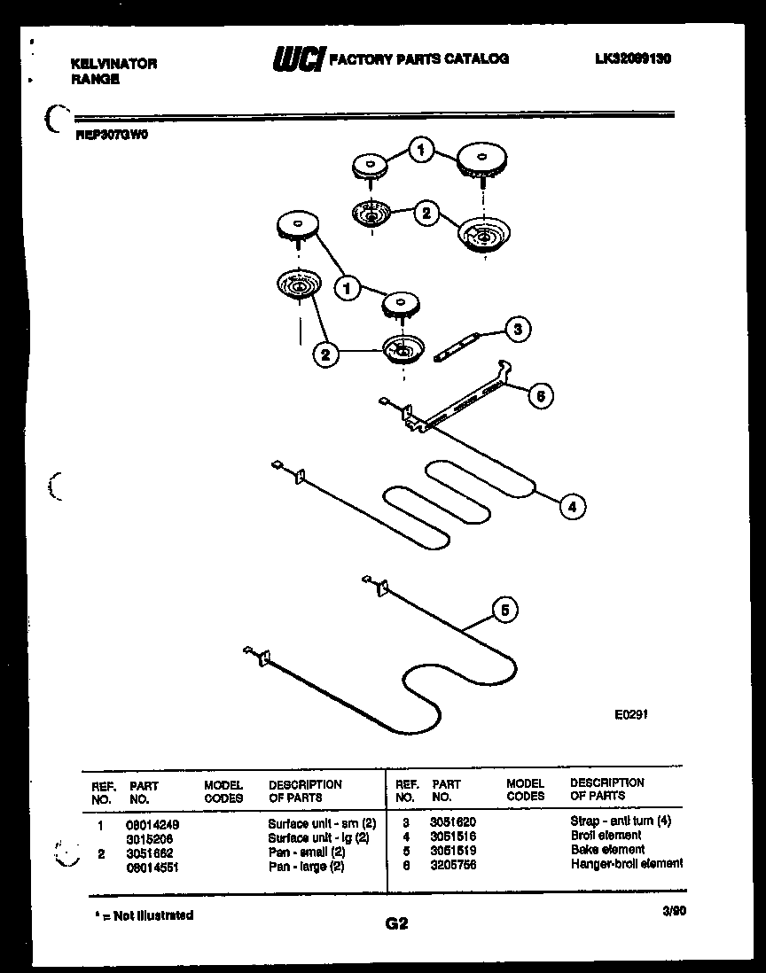Kelvinator REP307GD0 broiler parts diagram