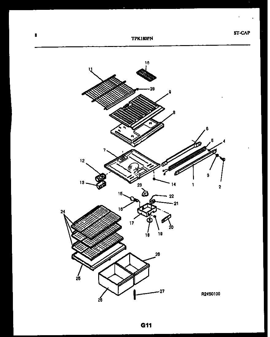 Kelvinator TPK180PN3T shelves and supports diagram