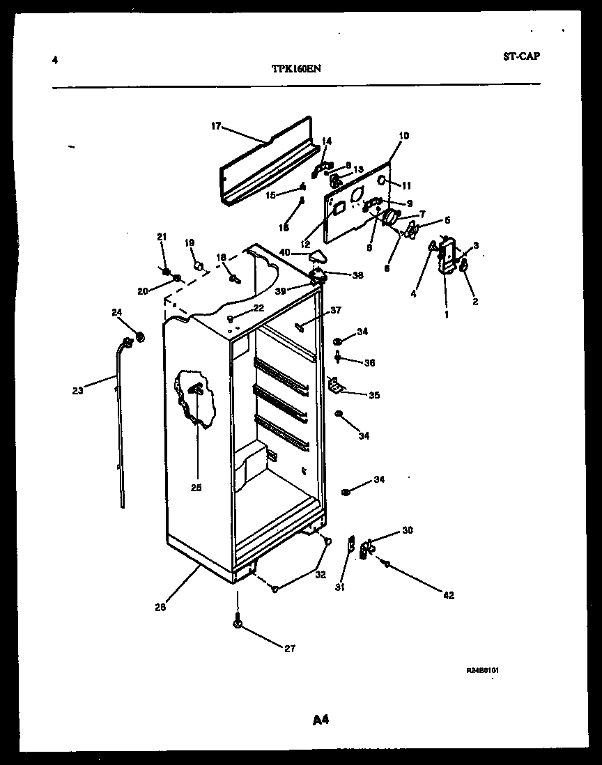 Kelvinator TPK160EN6W cabinet parts diagram