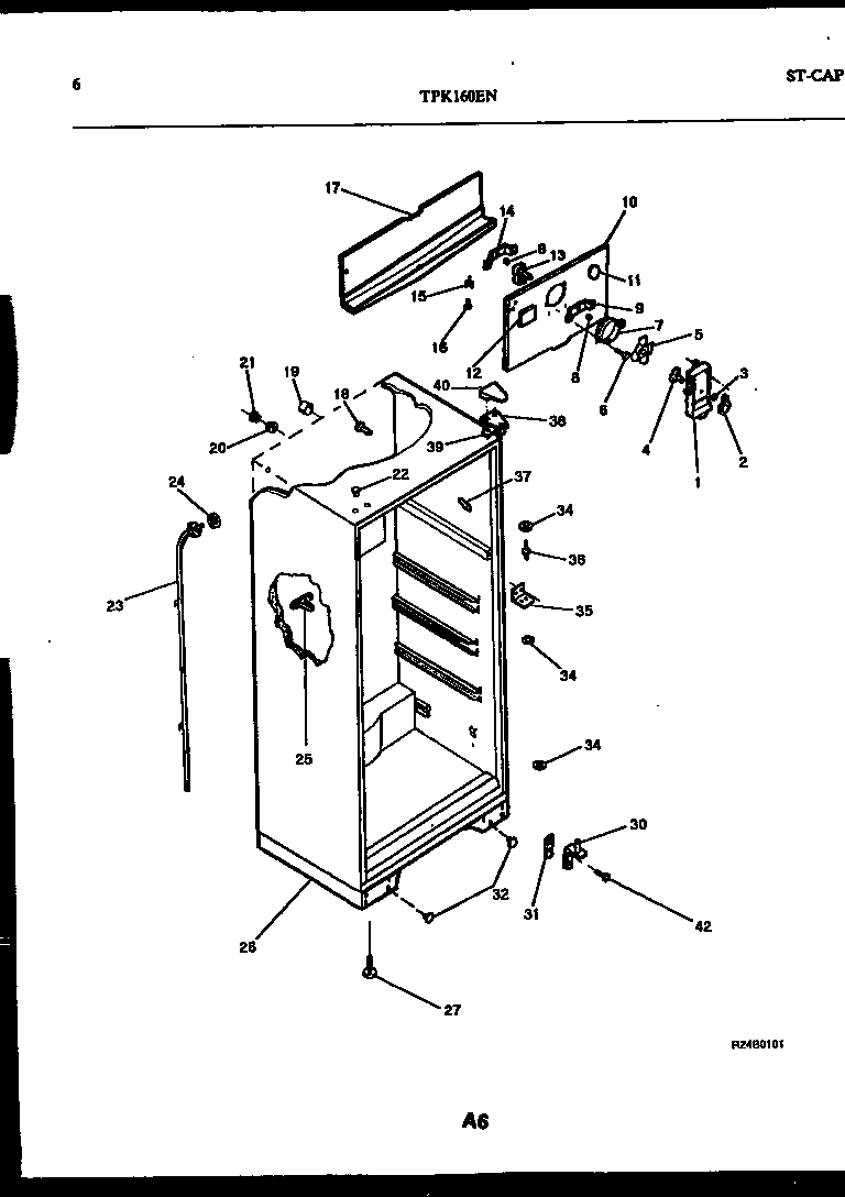 Kelvinator TPK160EN6W cabinet parts diagram
