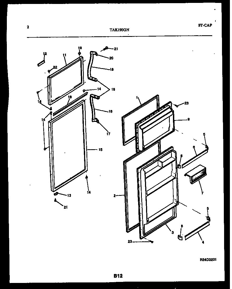 Kelvinator TAK190GN2W door parts diagram