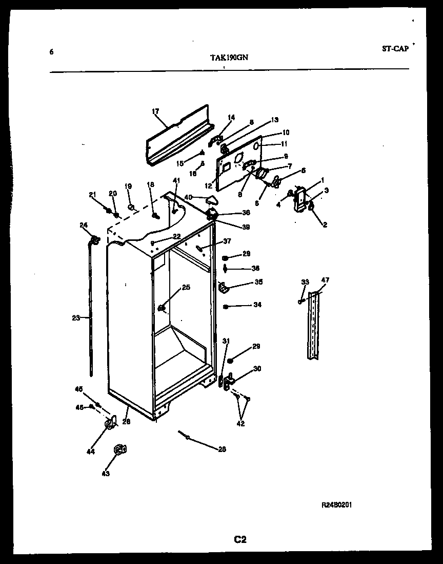 Kelvinator TAK190GN2W cabinet parts diagram