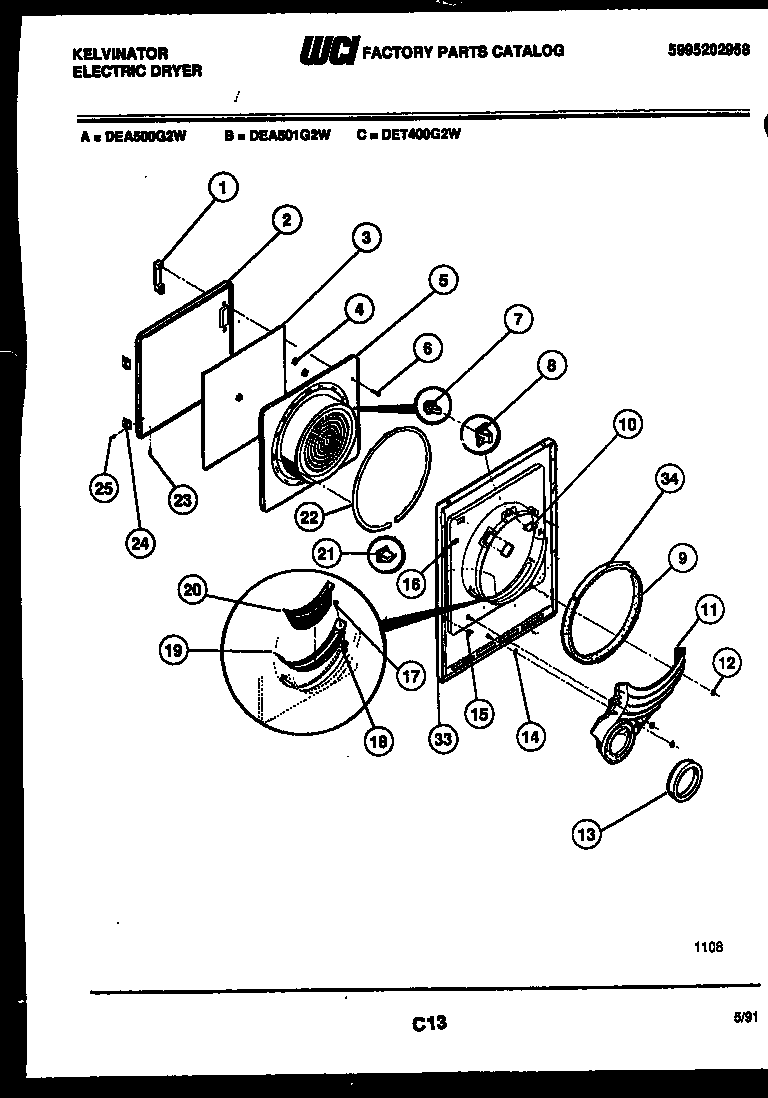 Kelvinator DEA501G2W door parts diagram