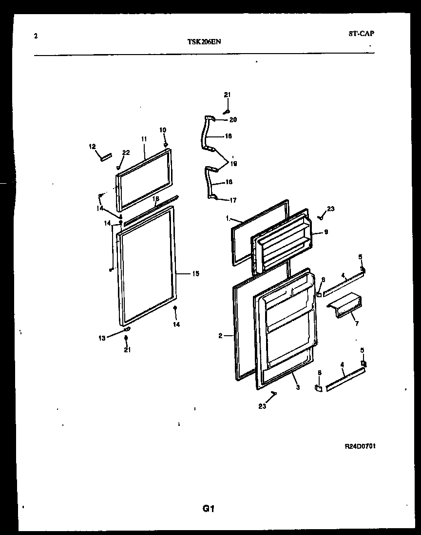 Kelvinator TSK206EN4W door parts diagram