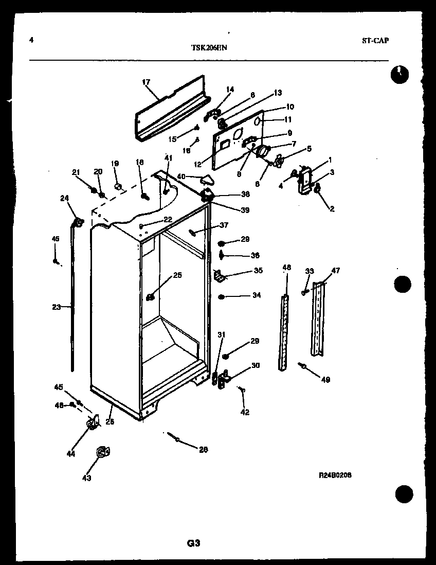 Kelvinator TSK206EN4W cabinet parts diagram