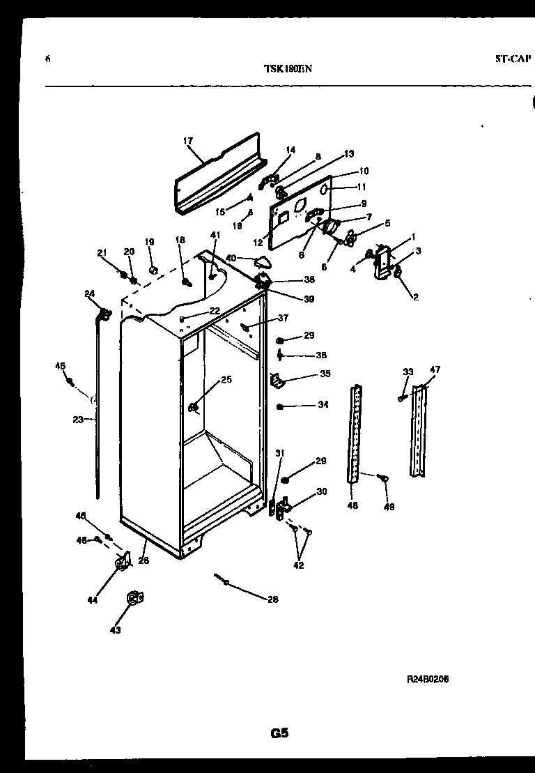 Kelvinator TSK206EN4W cabinet parts diagram