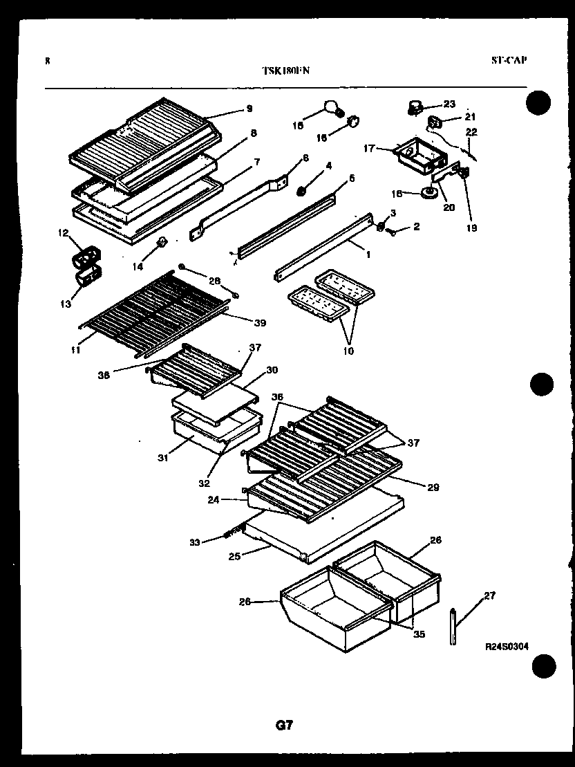 Kelvinator TSK206EN4W shelves and supports diagram