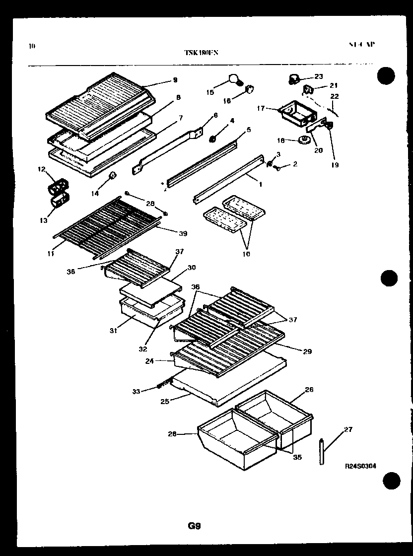 Kelvinator TSK206EN4W shelves and supports diagram