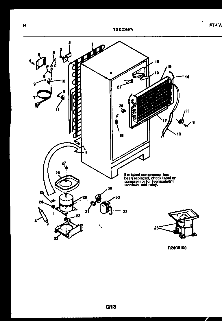 Kelvinator TSK206EN4W system and automatic defrost parts diagram