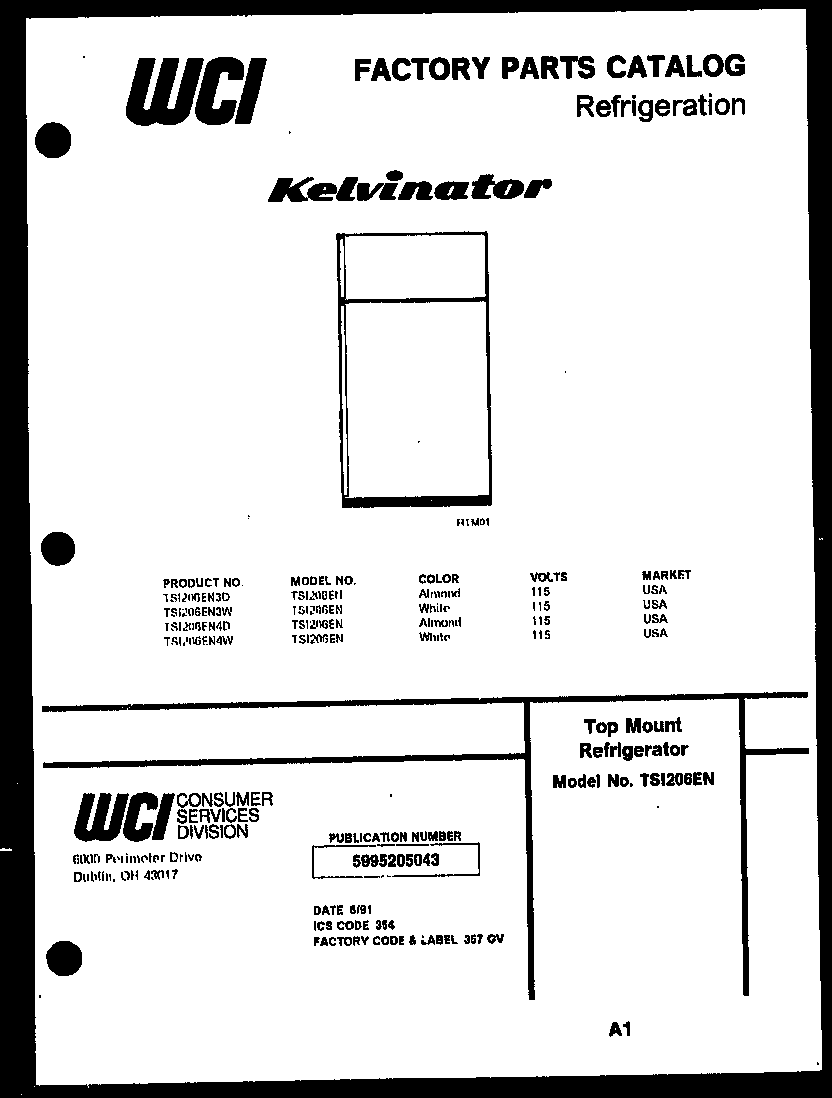 Kelvinator TSI206EN3D cover page diagram