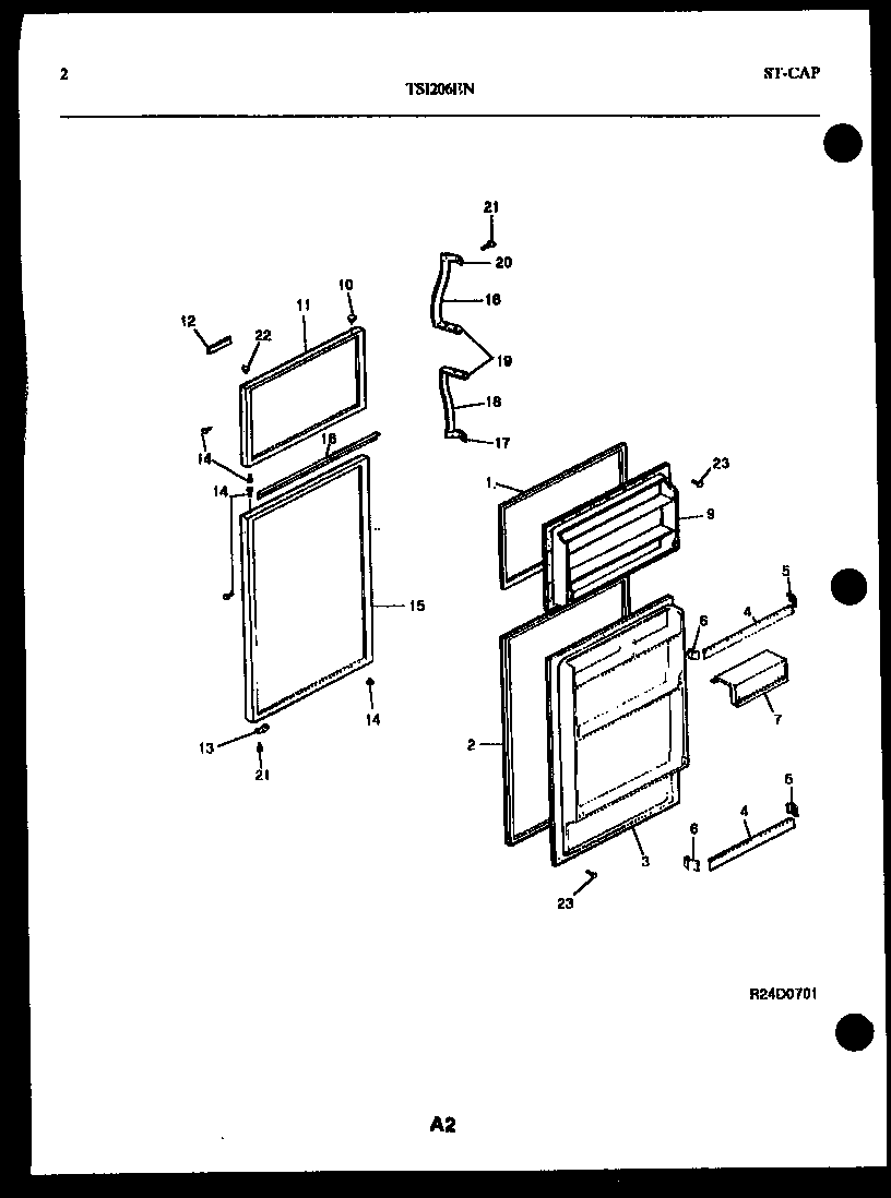 Kelvinator TSI206EN3D door parts diagram
