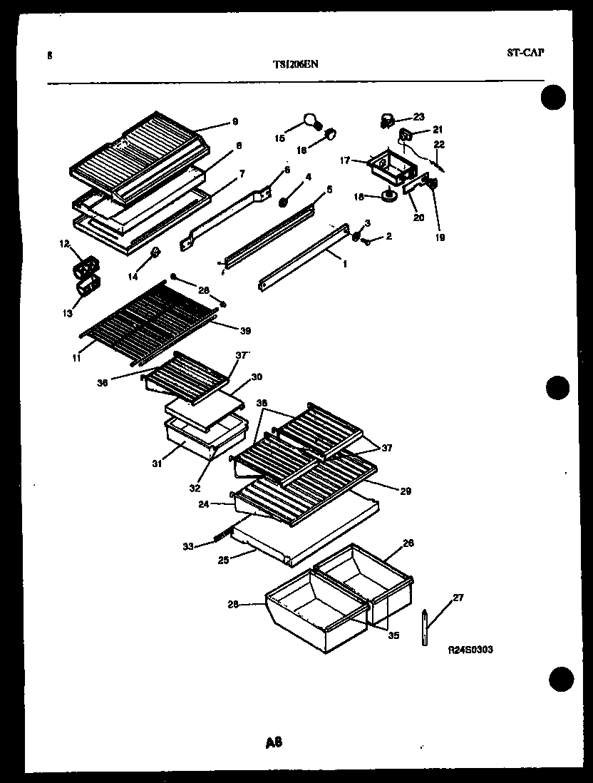 Kelvinator TSI206EN3D shelves and support diagram