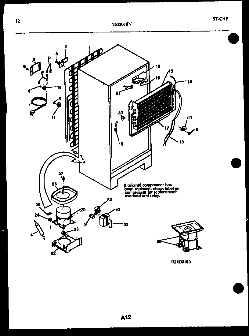 Kelvinator TSI206EN3D system and automatic defrost parts diagram