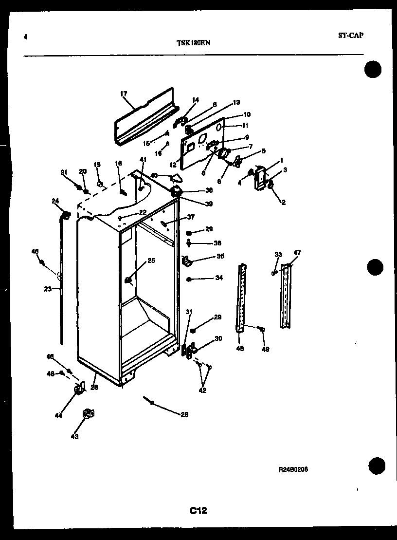 Kelvinator TSK180EN4W cabinet parts diagram