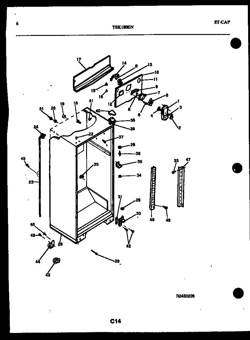 Kelvinator TSK180EN4W cabinet parts diagram
