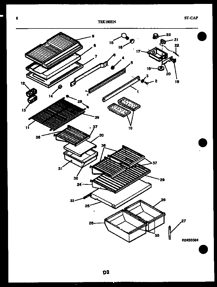 Kelvinator TSK180EN4W shelves and support diagram