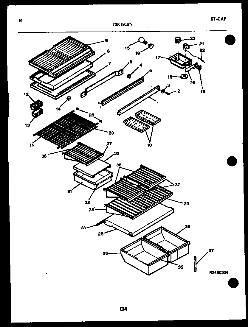 Kelvinator TSK180EN4W shelves and support diagram