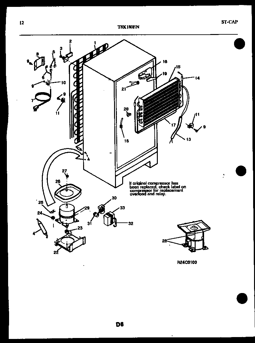 Kelvinator TSK180EN4W system and automatic defrost parts diagram