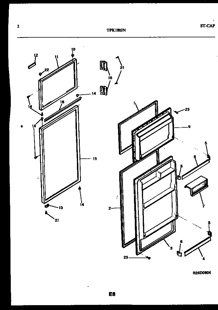 Kelvinator TPK180JN0D door parts diagram
