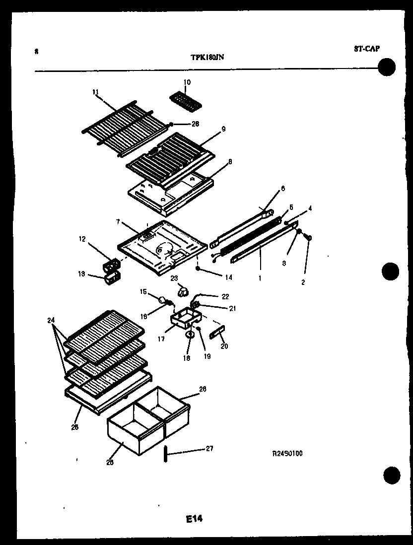 Kelvinator TPK180JN0D shelves and support diagram