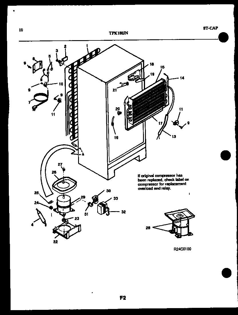 Kelvinator TPK180JN0D system and automatic defrost parts diagram