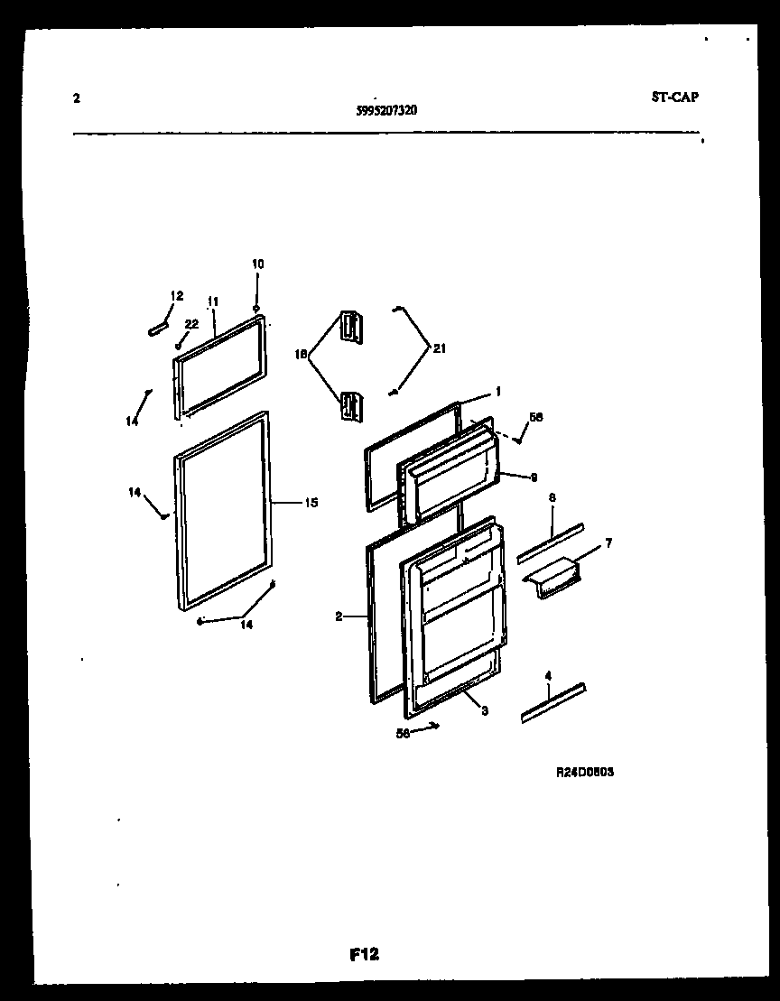Kelvinator TPK140JN0D door parts diagram