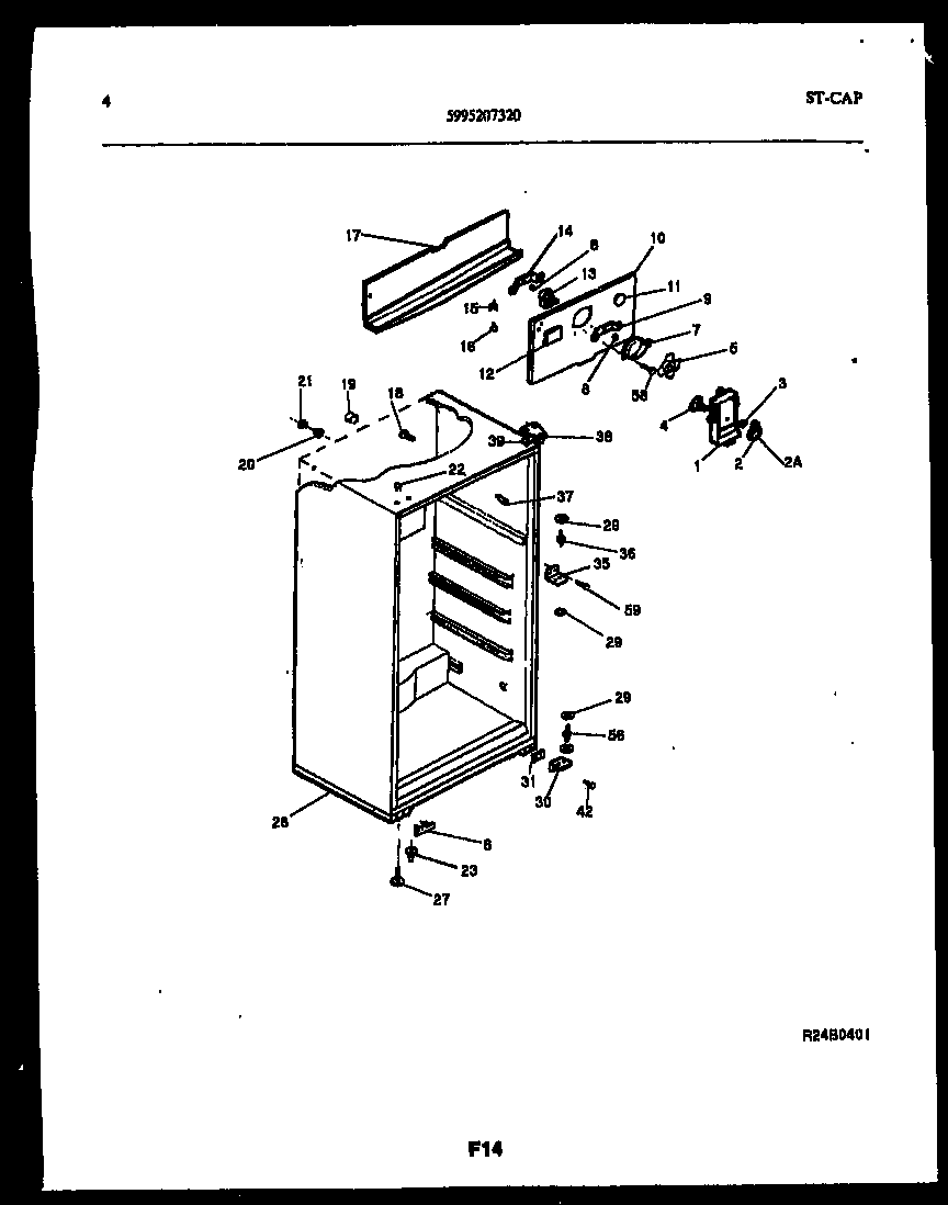 Kelvinator TPK140JN0D cabinet parts diagram
