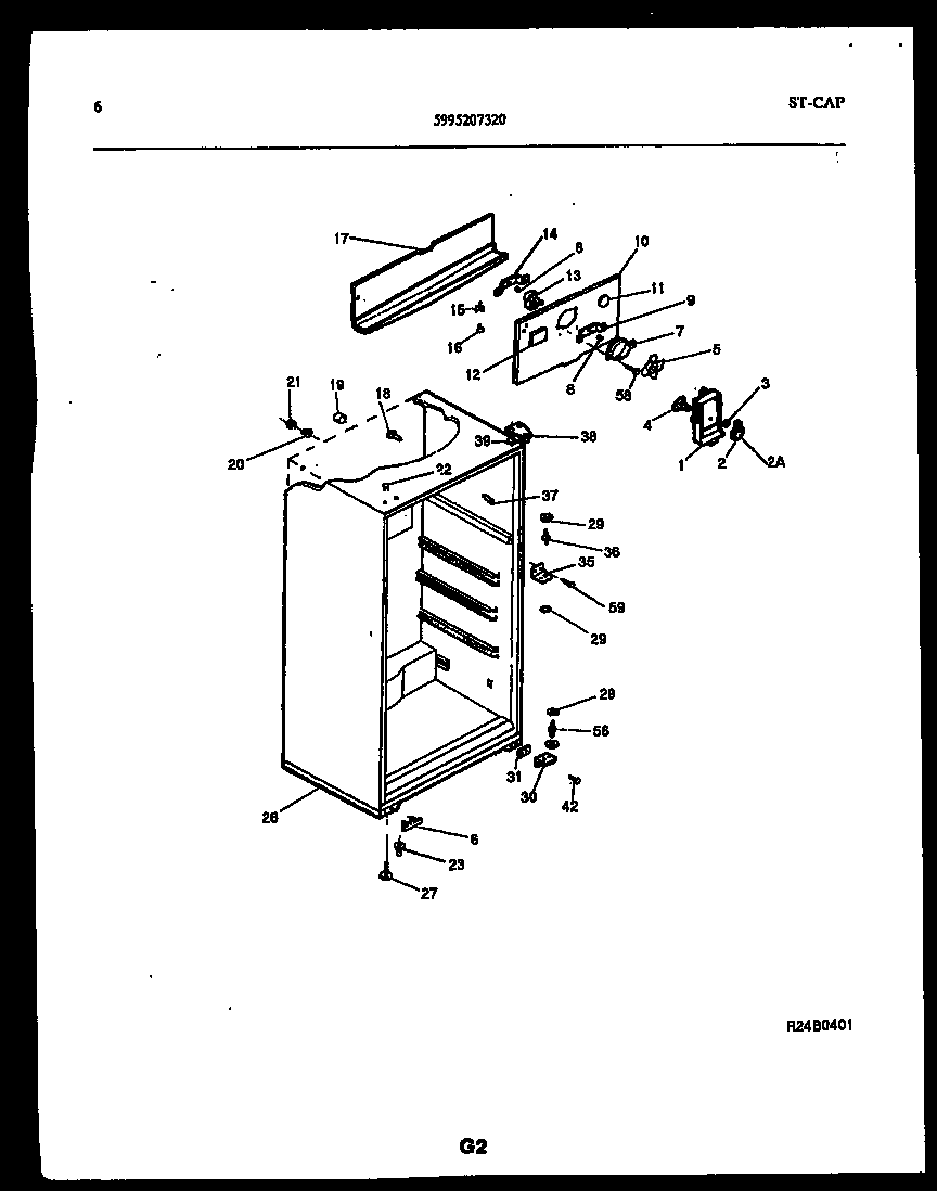 Kelvinator TPK140JN0D cabinet parts diagram